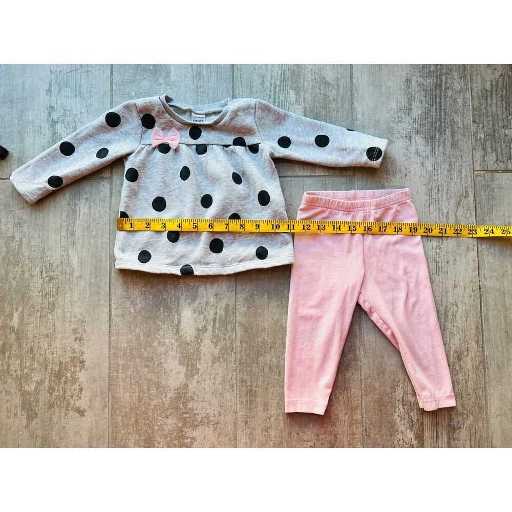 Baby Girls 2-Piece Polka Dot Fleece Sweatshirt Top & Legging Set Cotton 12m - Picture 6 of 8